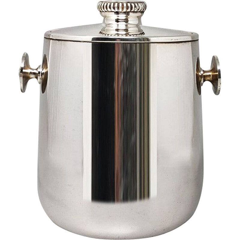 Vintage ice bucket in stainless steel by Aldo Tura for Macabo, Italy 1960s