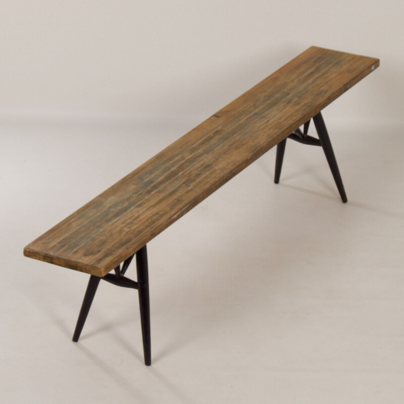 Vintage Pirkka bench by Ilmari Tapiovaara for Laukaan Puu, Finland 1950s