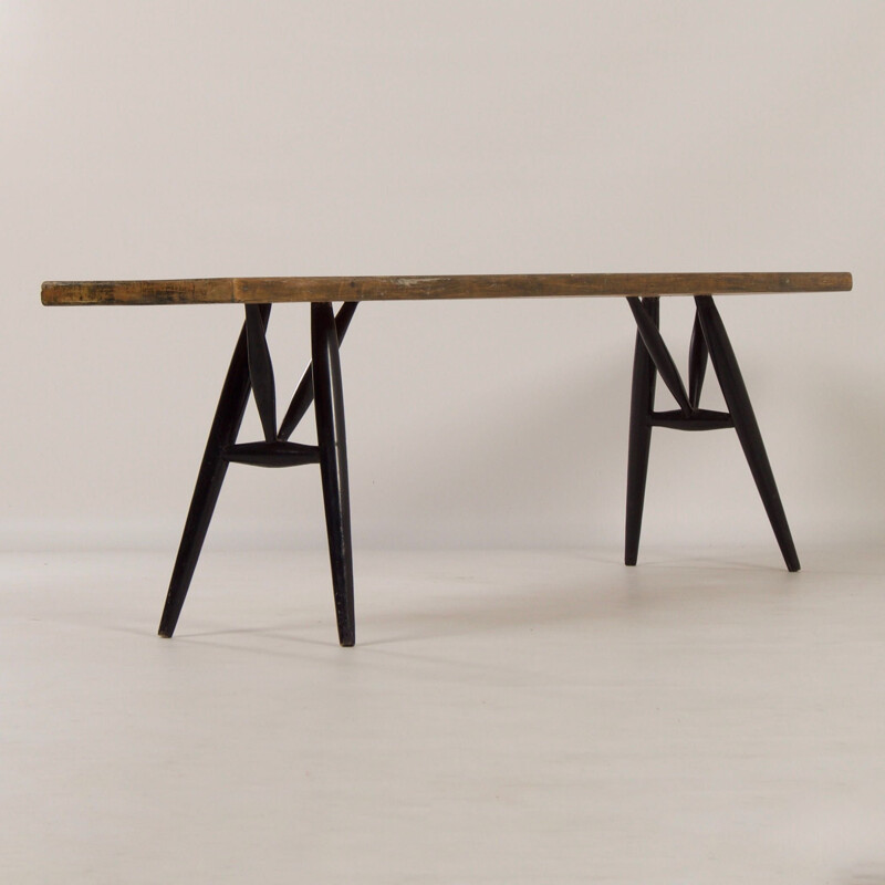 Vintage Pirkka bench by Ilmari Tapiovaara for Laukaan Puu, Finland 1950s