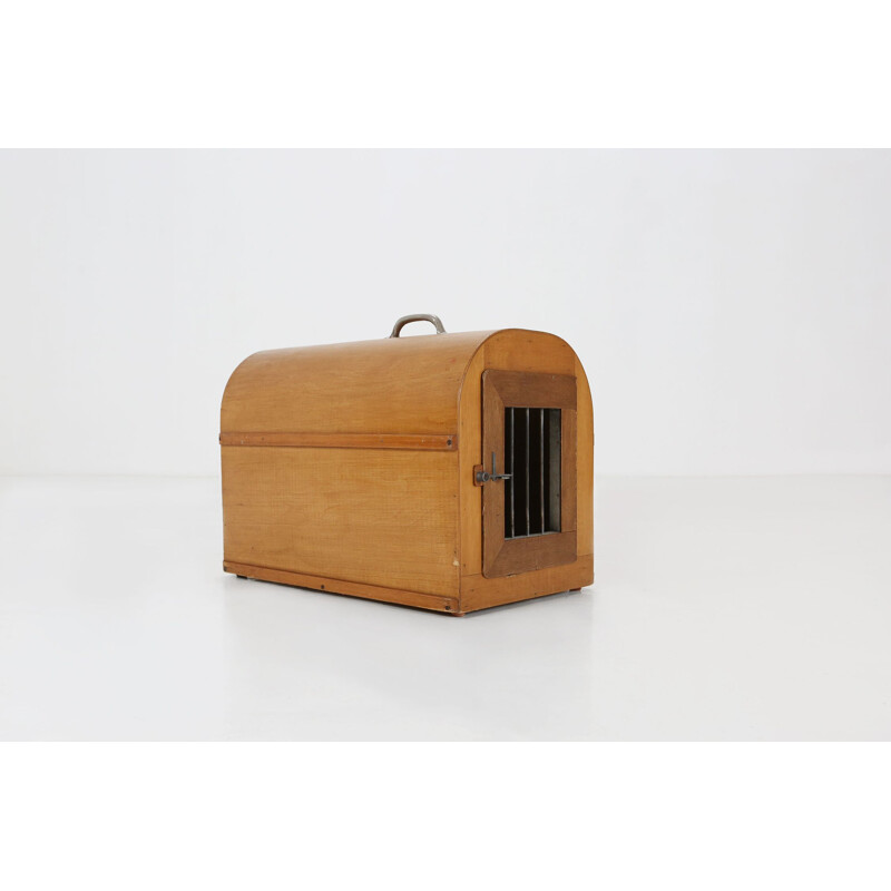 Bolsa de viaje de madera vintage para gatos, 1970