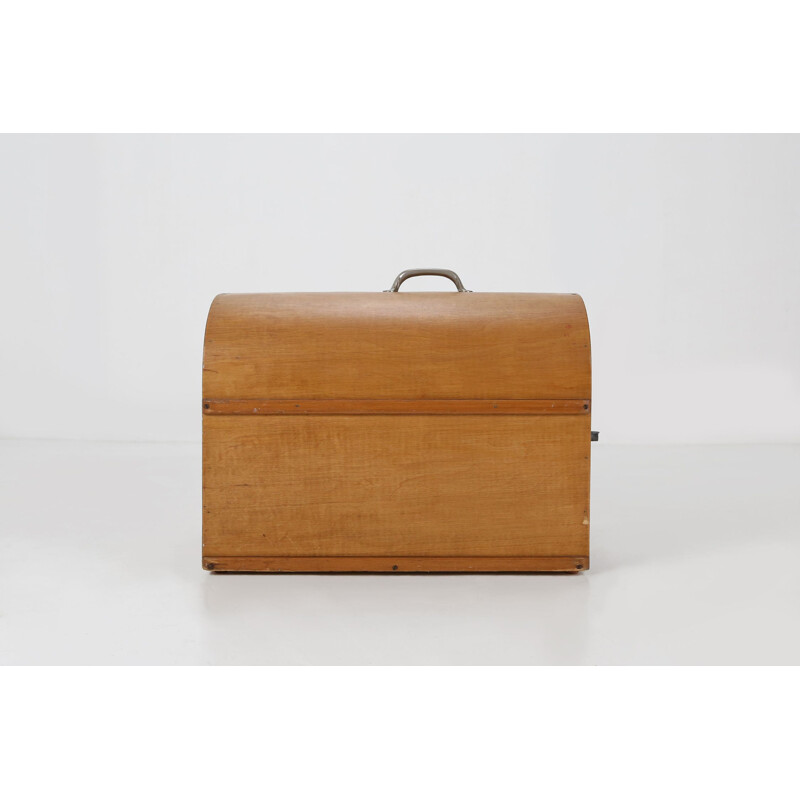 Borsa da viaggio in legno vintage per gatti, 1970