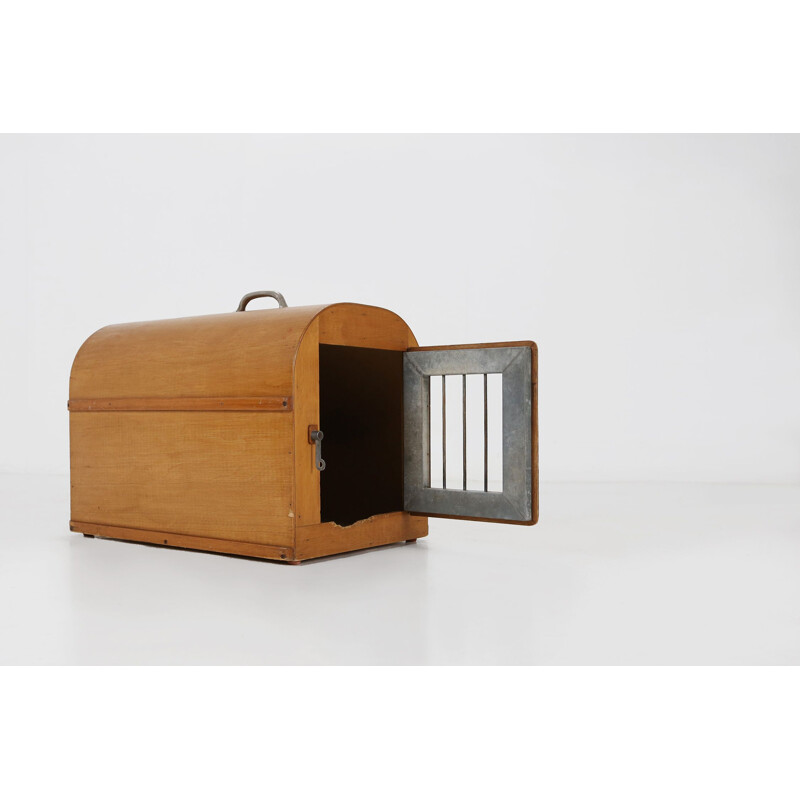 Bolsa de viaje de madera vintage para gatos, 1970