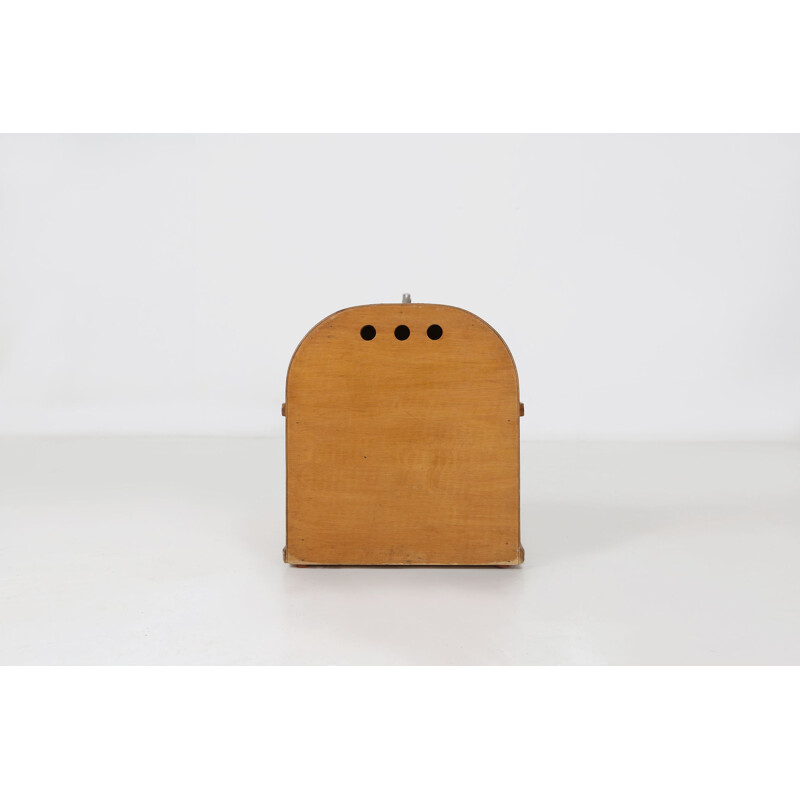 Vintage wood cat traveling bag, 1970s