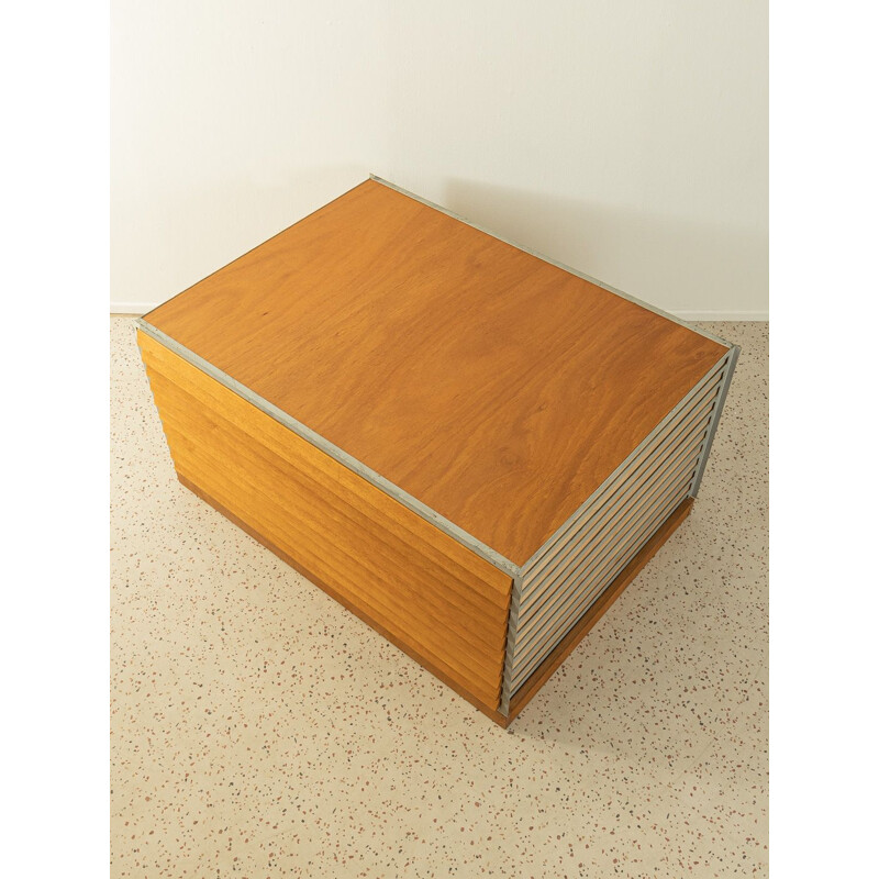 Vintage ten drawer chest of drawers in oak wood and steel frame, Germany 1960