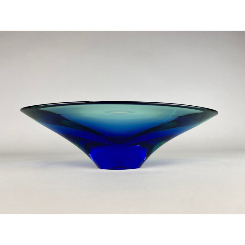 Taça de vidro Vintage artística de Miloslav Klinger para Zelezny Brod Glassworks, Checoslováquia 1960