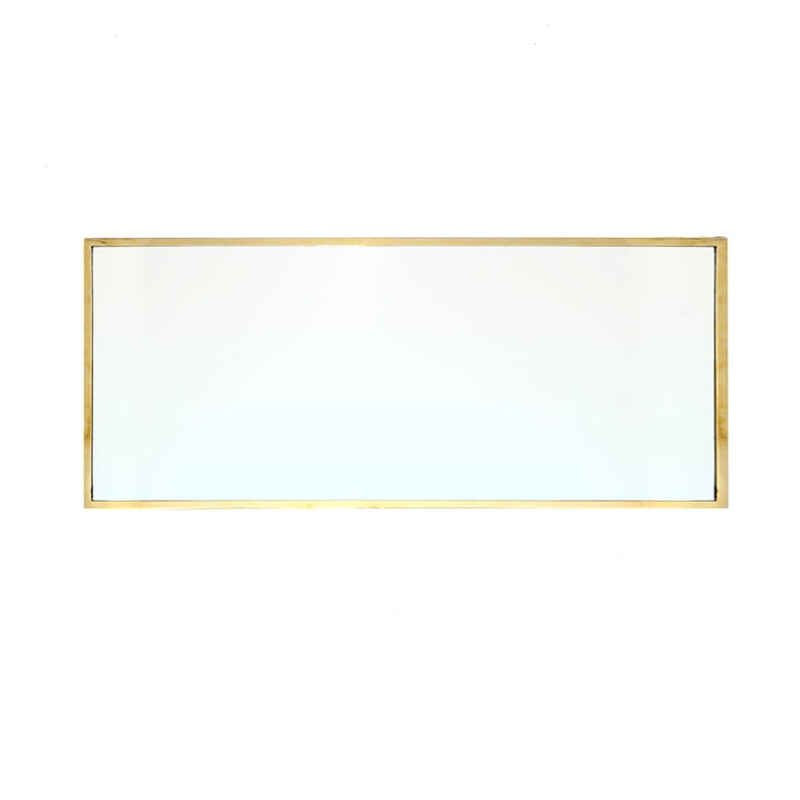 Vintage rectangular mirror with brass frame by Uso Interno, 1950s