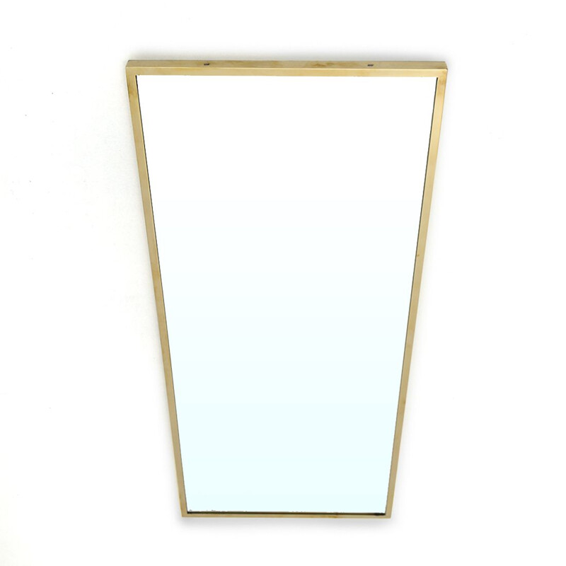 Vintage rectangular mirror with brass frame by Uso Interno, 1950s