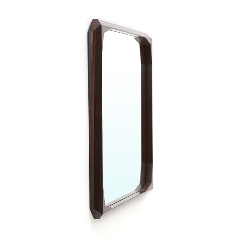 Vintage square mirror with wooden frame by Tredici & Co., 1960s