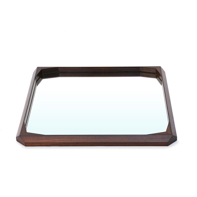 Vintage square mirror with wooden frame by Tredici & Co., 1960s