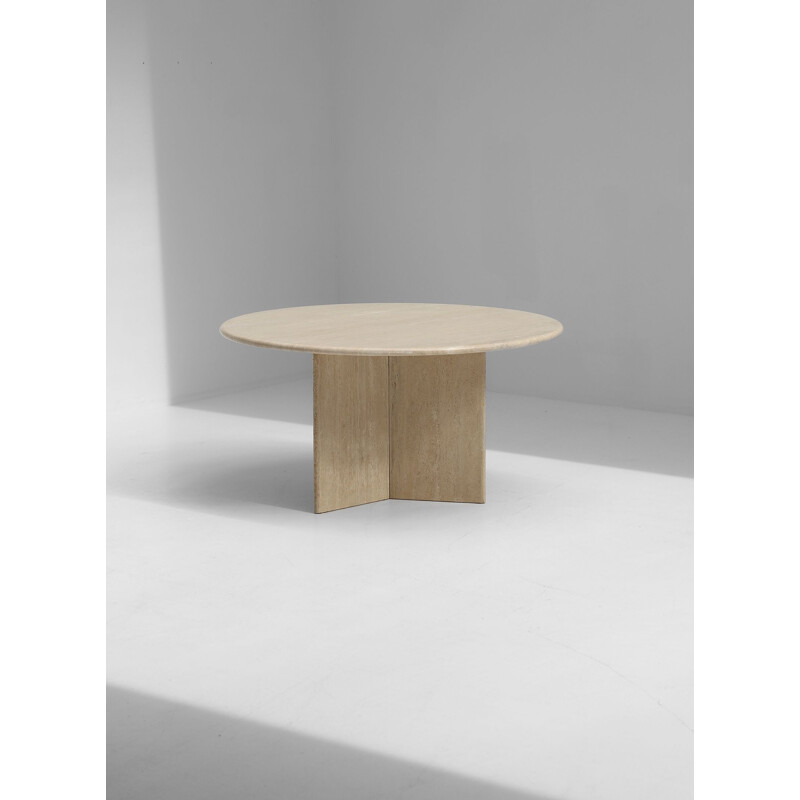 Vintage decorative travertine dining table, 1970s