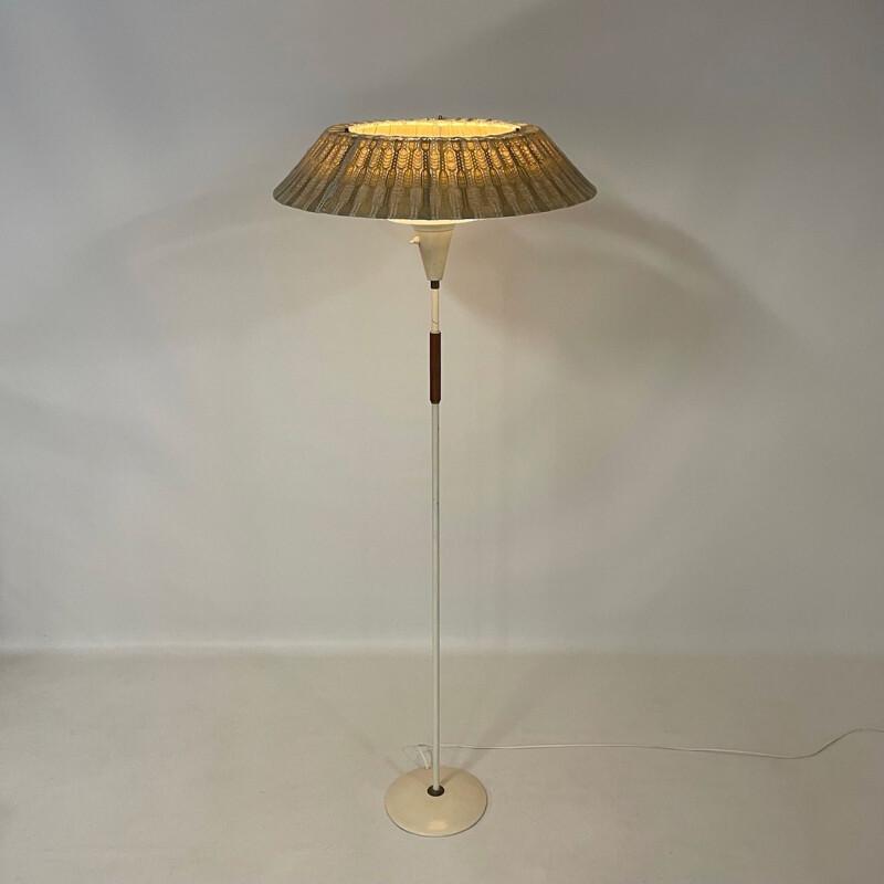Vintage floor lamp with woven shade, 1960s