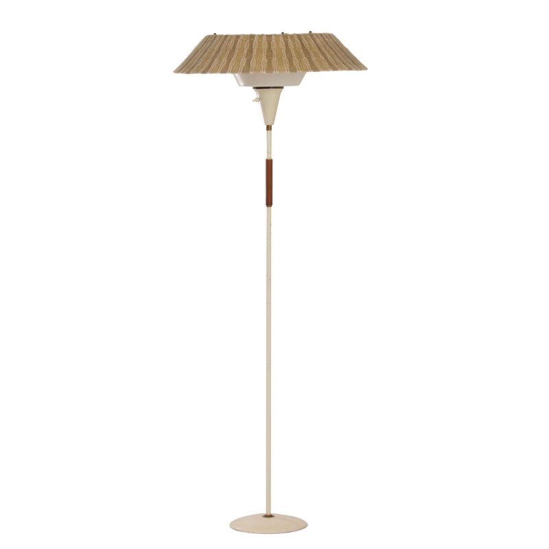 Vintage floor lamp with woven shade, 1960s