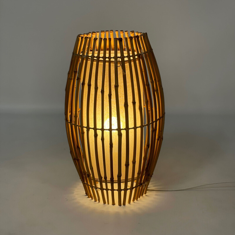 Lampada da tavolo in bambù vintage, 1970