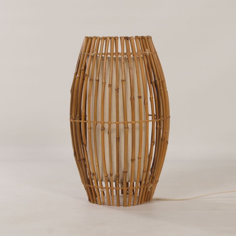 Vintage bamboo table lamp, 1970s