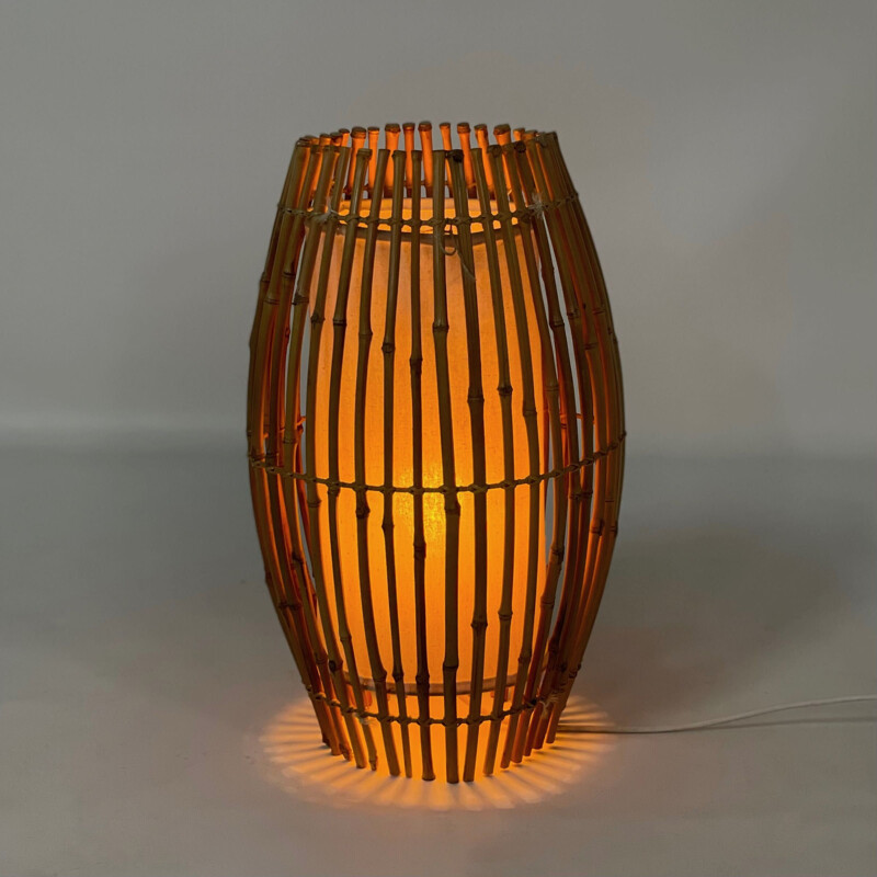 Vintage bamboe tafellamp, 1970