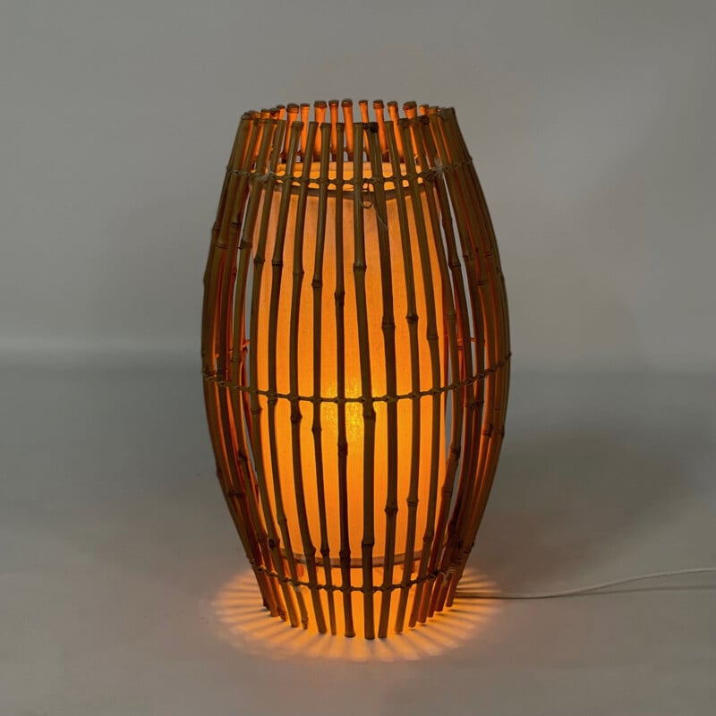 Lampe de table vintage en bambou, 1970