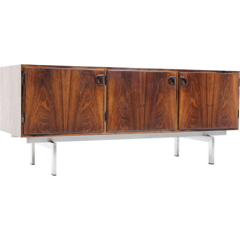 Sideboard in rosewood and inox steel, Svend ELLEKJAER - 1960s