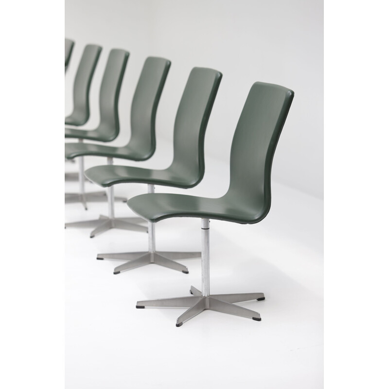 Juego de 6 sillas giratorias Oxford vintage de Arne Jacobsen para Fritz Hansen