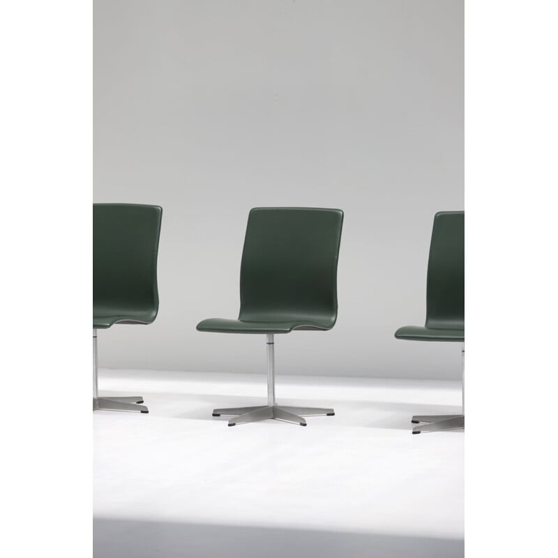 Ensemble de 6 chaises pivotantes Oxford vintage par Arne Jacobsen pour Fritz Hansen