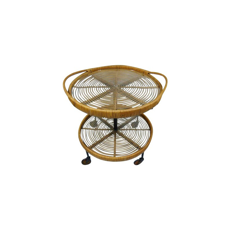 Serving trolley in rattan - 1950s