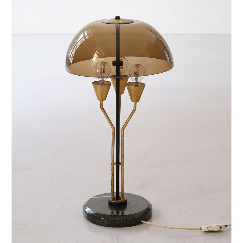 Italian vintage desk lamp in marble, brass and perspex, 1960s
