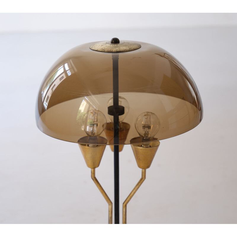 Italian vintage desk lamp in marble, brass and perspex, 1960s