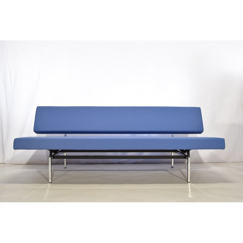 Dutch blue daybed in chromed metal and fabric, Gijs VAN DER SLUIS - 1950s