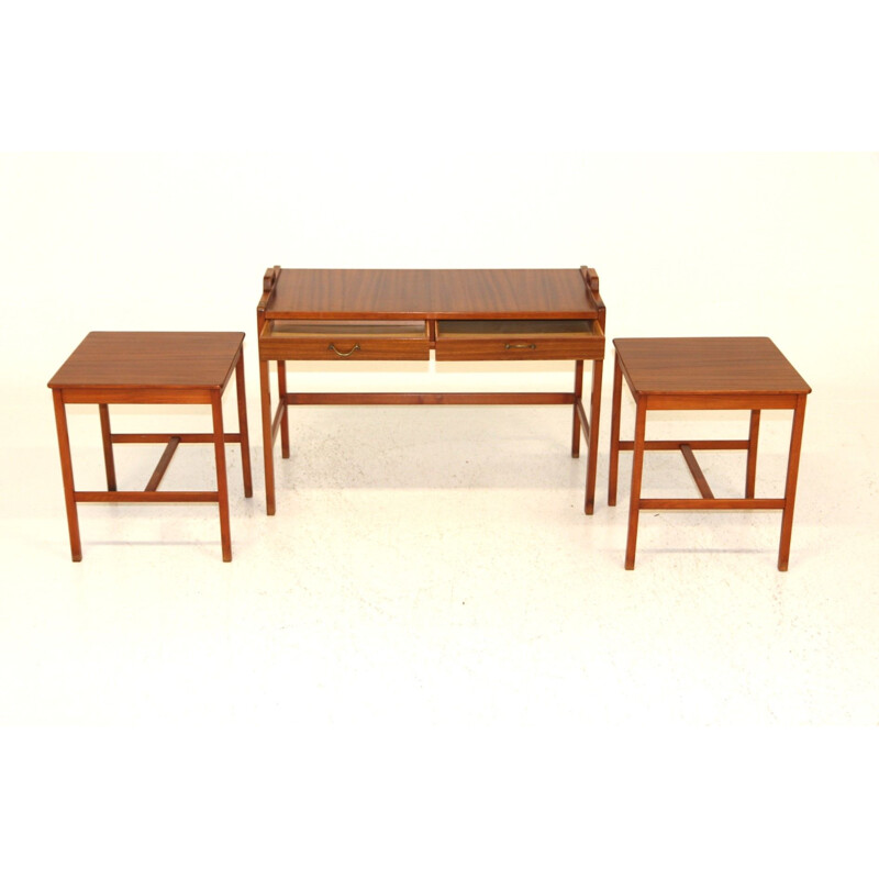 Vintage mahogany nesting tables, Sweden 1960