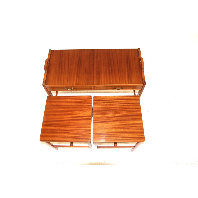 Vintage mahogany nesting tables, Sweden 1960