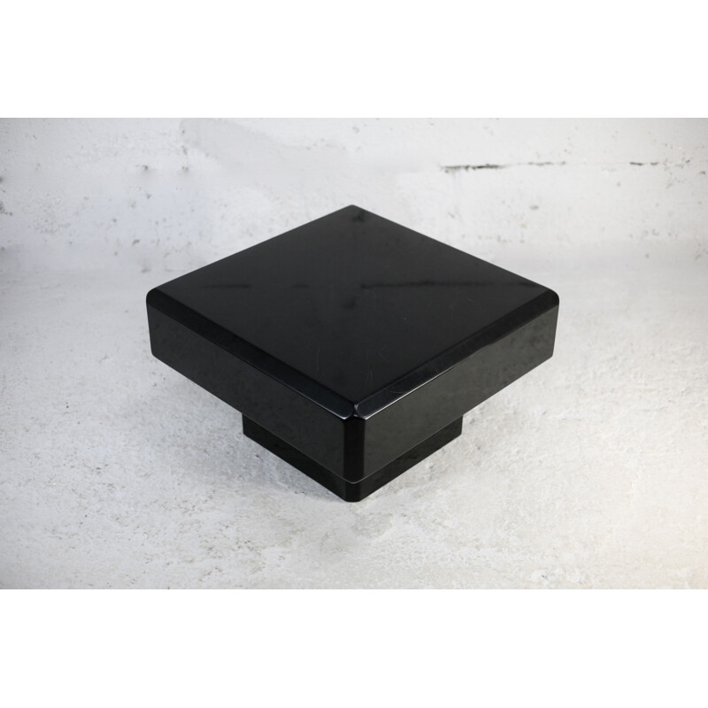 Vintage black lacquered wood coffee table, France 1970