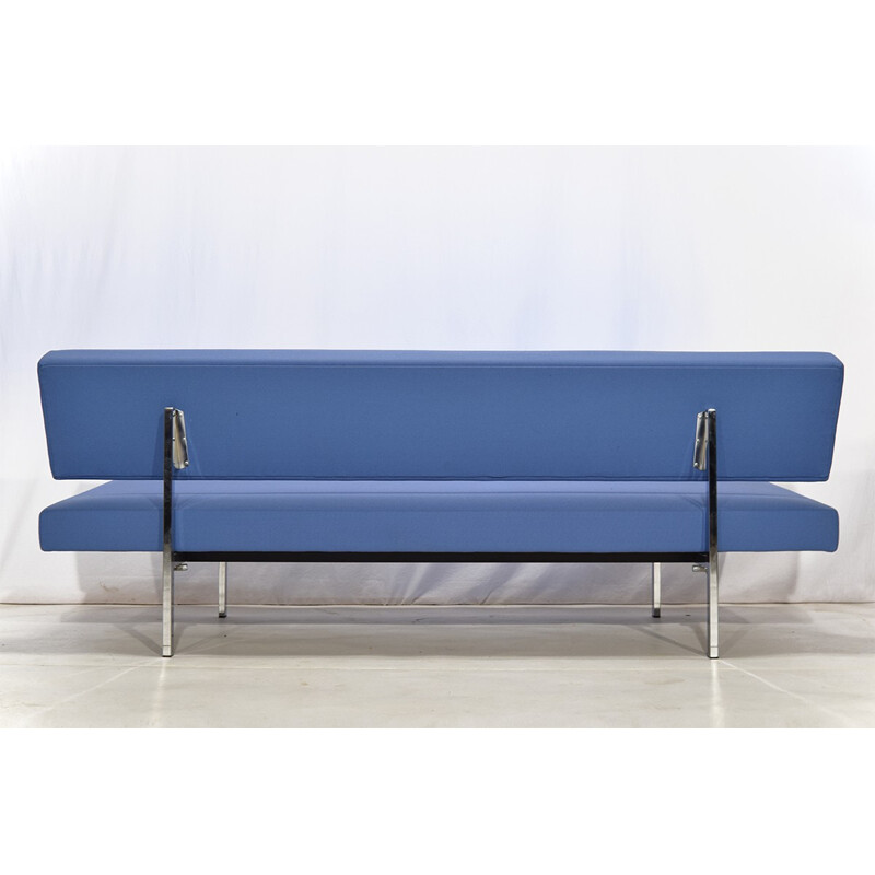 Dutch blue daybed in chromed metal and fabric, Gijs VAN DER SLUIS - 1950s