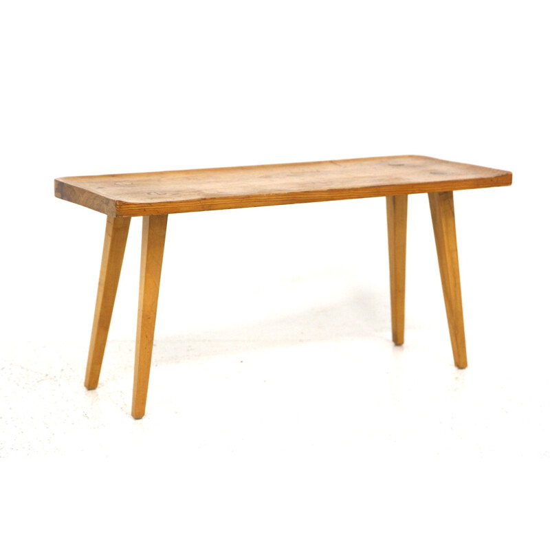 Minimalist vintage pine bench, Sweden 1950