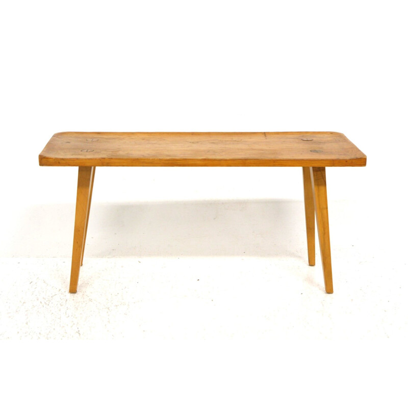 Minimalist vintage pine bench, Sweden 1950