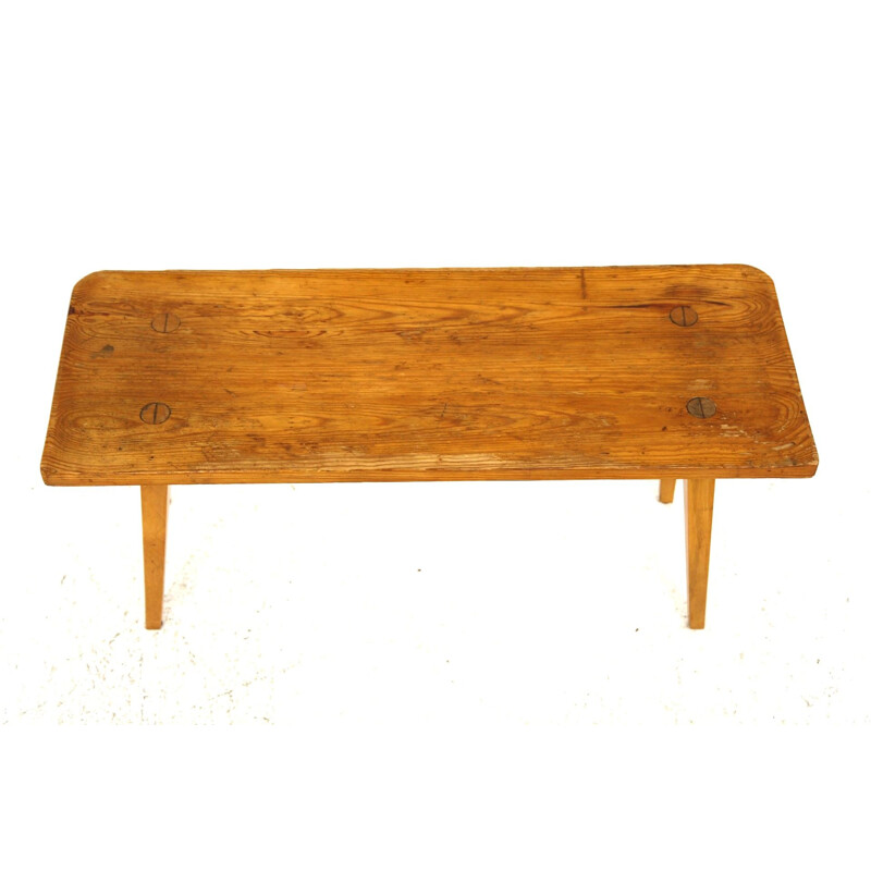 Minimalist vintage pine bench, Sweden 1950