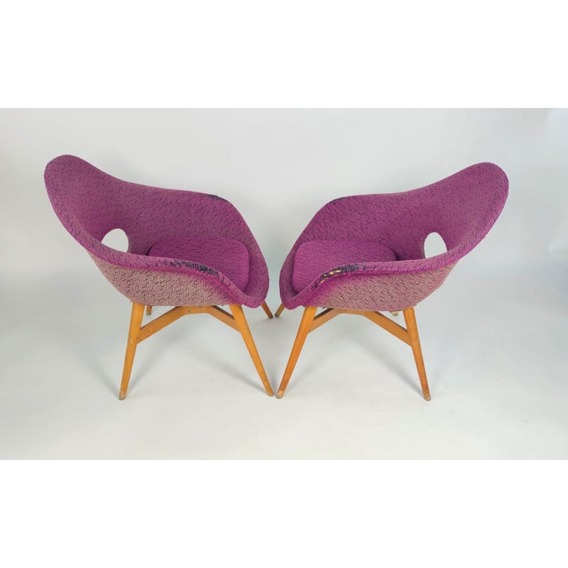 Ein Paar Vintage-Sessel in Muschelform von M. Navratil für Vertex, Tschechoslowakei 1960