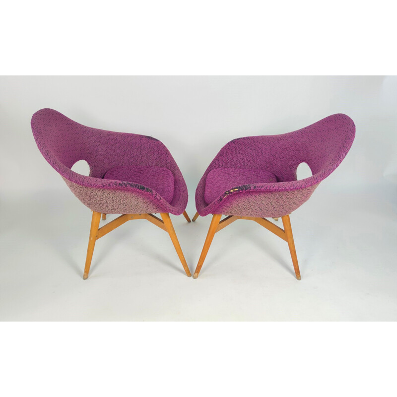 Pair of vintage shell armchairs by M. Navratil for Vertex, Czechoslovakia 1960