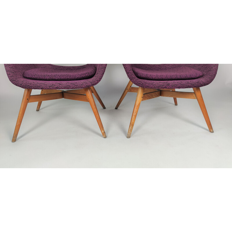 Ein Paar Vintage-Sessel in Muschelform von M. Navratil für Vertex, Tschechoslowakei 1960