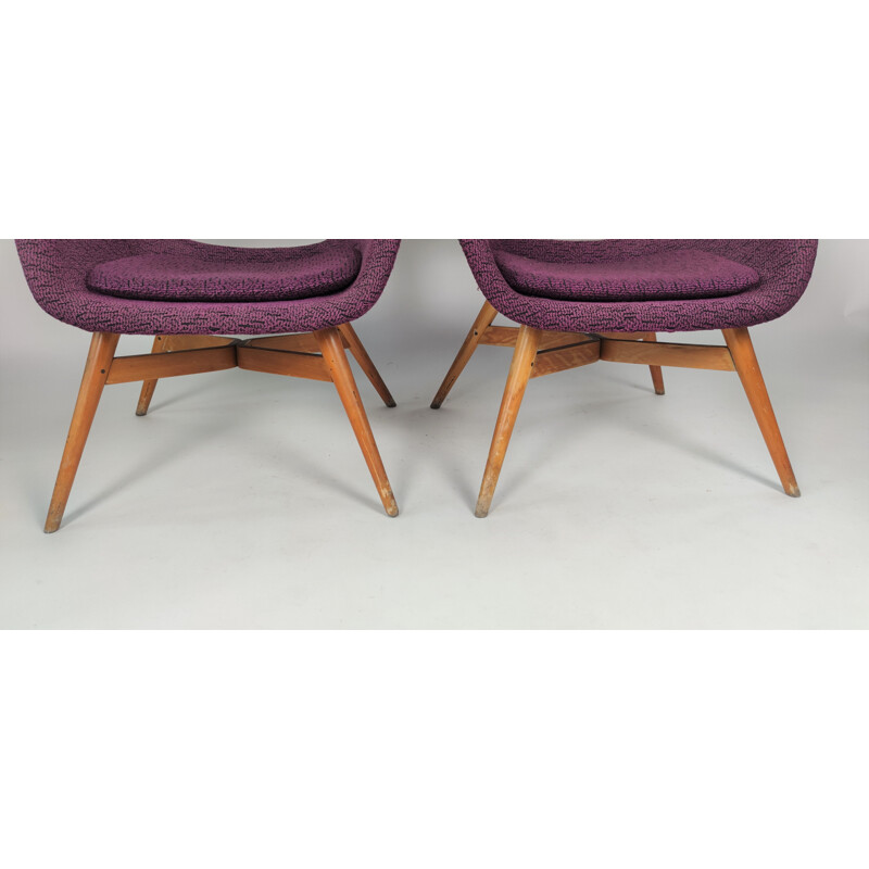 Pair of vintage shell armchairs by M. Navratil for Vertex, Czechoslovakia 1960