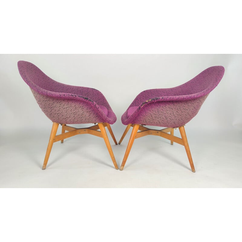 Pair of vintage shell armchairs by M. Navratil for Vertex, Czechoslovakia 1960