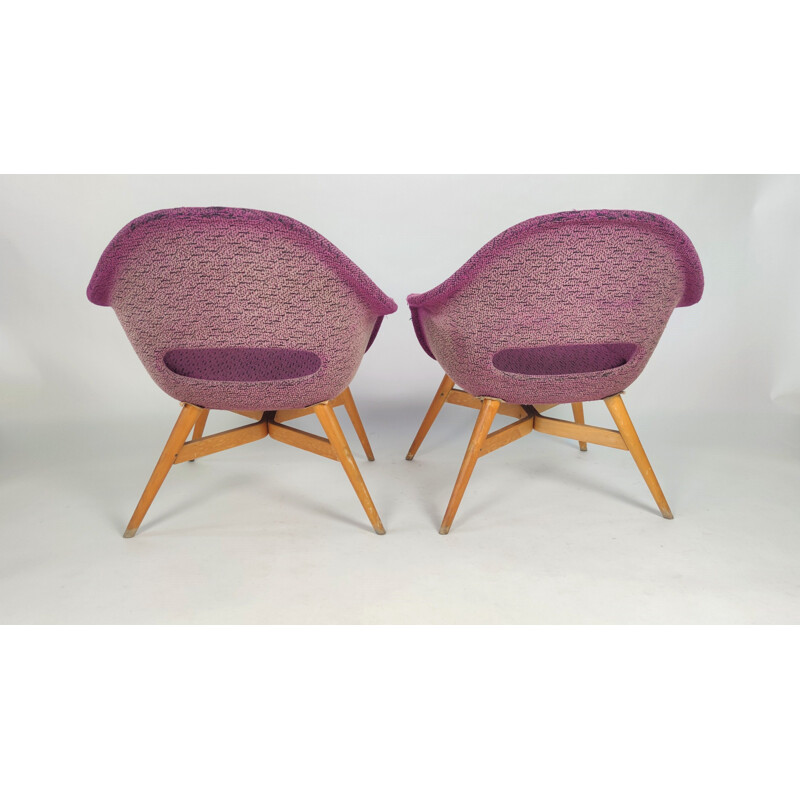 Pair of vintage shell armchairs by M. Navratil for Vertex, Czechoslovakia 1960