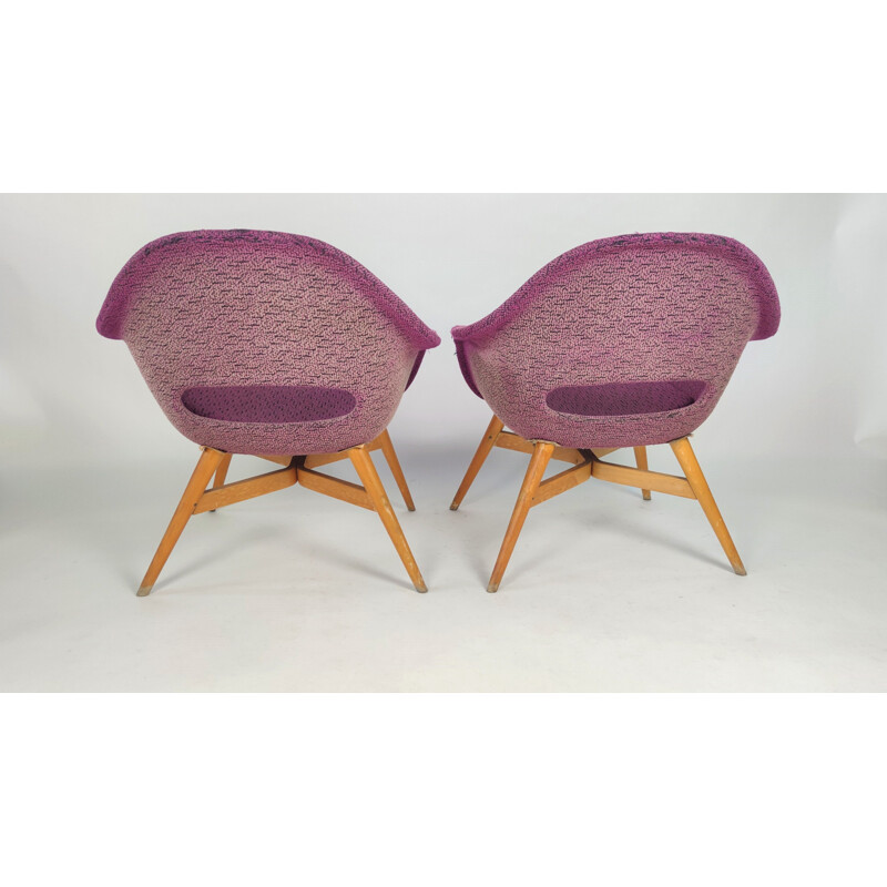 Paire de fauteuils vintage en coquillage par M. Navratil pour Vertex, Tchécoslovaquie 1960