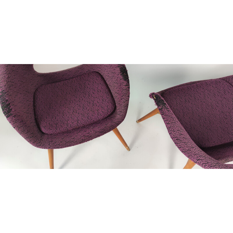 Pair of vintage shell armchairs by M. Navratil for Vertex, Czechoslovakia 1960