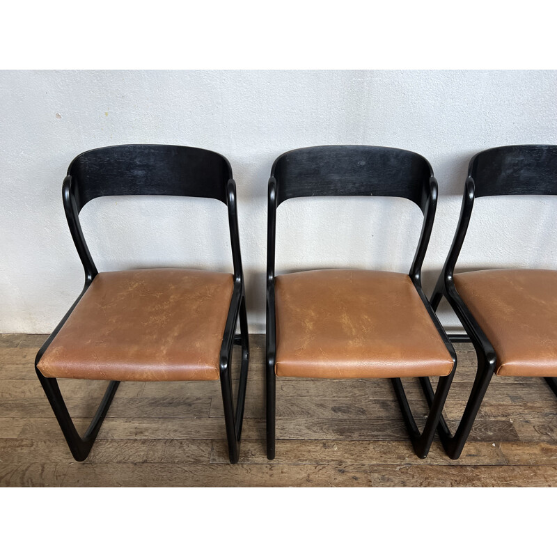 Set of 6 vintage Baumann sled chairs, 1960-1970