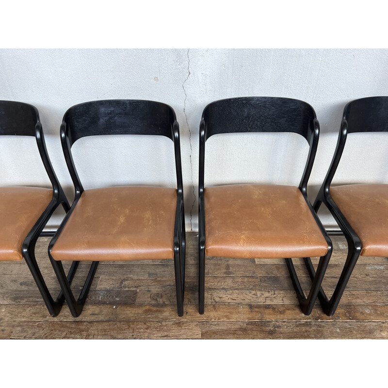 Lot de 6 chaises vintage Baumann traineaux, 1960-1970