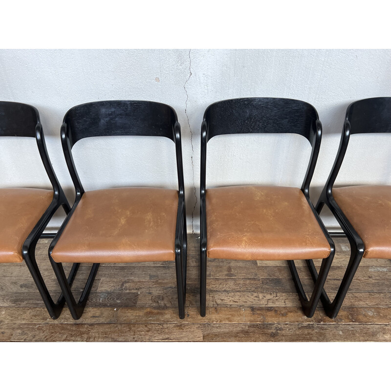 Set of 6 vintage Baumann sled chairs, 1960-1970