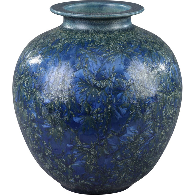Mid-century earthenware round vase - 1970s