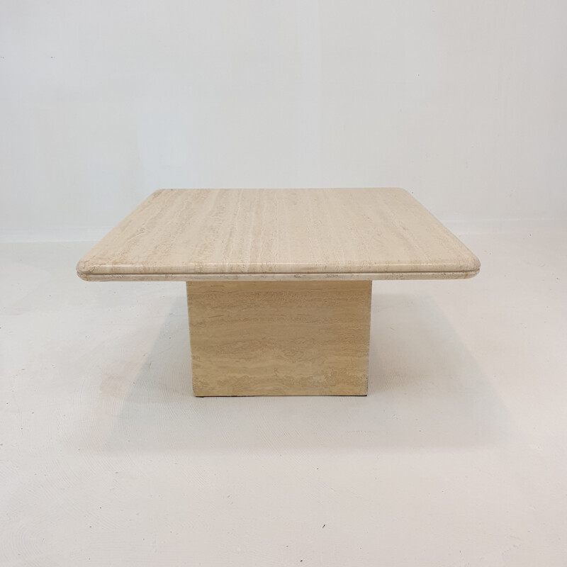 Vintage travertine coffee table, Italy 1980