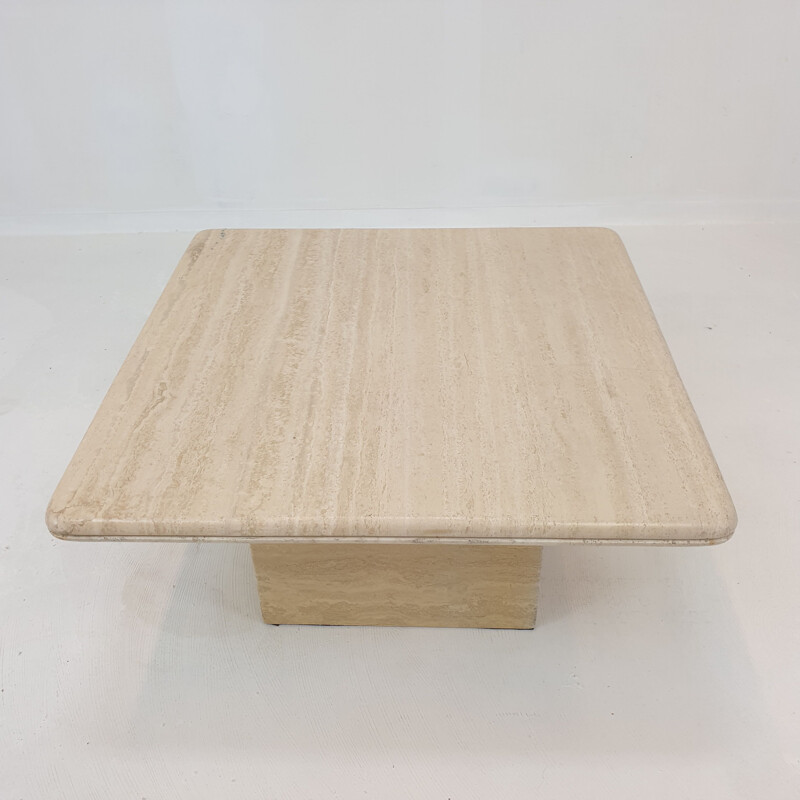 Vintage travertine coffee table, Italy 1980