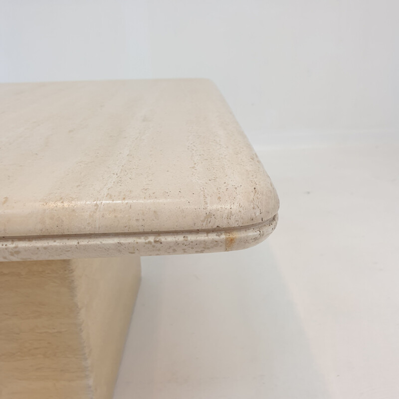 Vintage travertine coffee table, Italy 1980