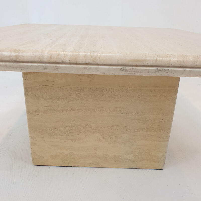 Vintage travertine coffee table, Italy 1980